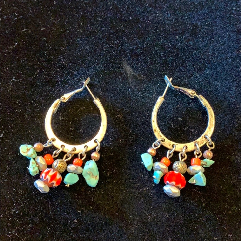 Southwestern style medium hoop earrings.